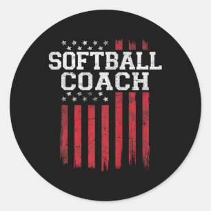 Softball Coach Proud American Flag Usa Patriot Pat Runder Aufkleber