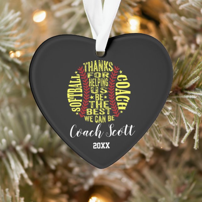 Softball Coach Team Geschenk Weihnachtsschmuck Ornament (Baum)