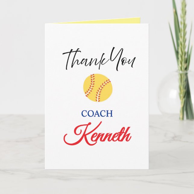 Softball Coach-Wertungskarte, Dankeschön-Karte Ankündigung (Vorderseite)