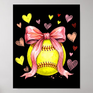 Softball Coquette Bogen Frauen Mädchen Softball Fa Poster