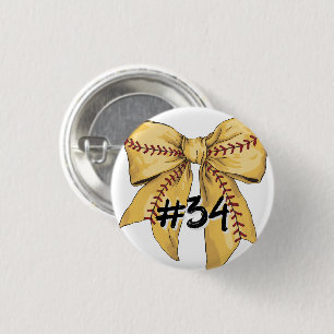 Softball-Coquette/Bogen mit eigener Spielernummer Button