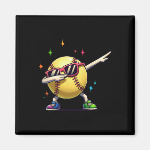 Softball Dab Tänzer Lustiger Softball Spieler Kind Magnet