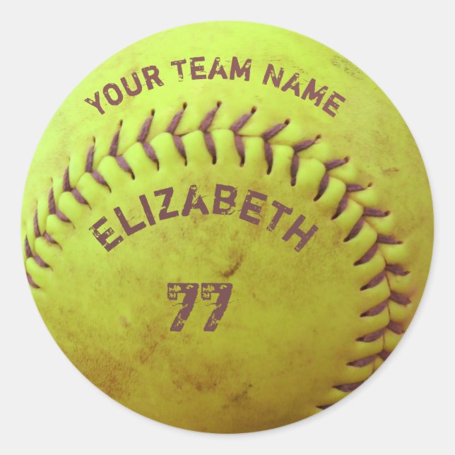 Softball Dirty Name Team Numéro Ball Sticker (Devant)