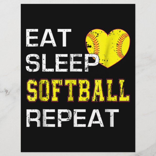 Softball Eat Sleep Softball Wiederholung Briefbogen (Vorderseite)