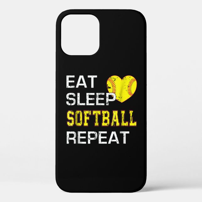 Softball Eat Sleep Softball Wiederholung Case-Mate iPhone Hülle (Rückseite)