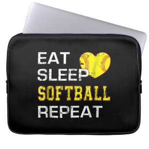 Softball Eat Sleep Softball Wiederholung Laptopschutzhülle