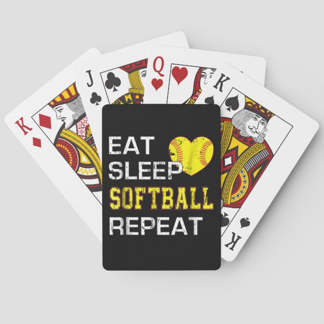 Softball Eat Sleep Softball Wiederholung Spielkarten (Rückseite)