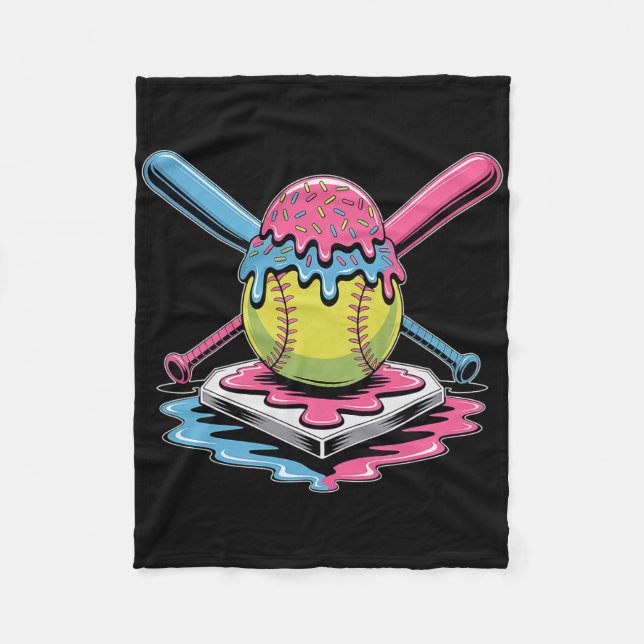 Softball-Eis-Drip - Süße Softball-Spielerin  Fleecedecke (Vorderseite)