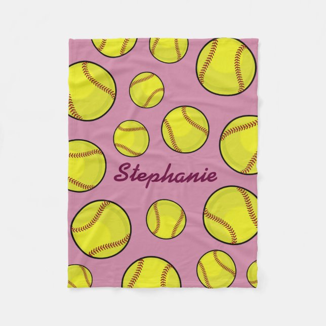 Softball-Fan-Name-Rosa Fleecedecke (Vorderseite)