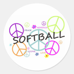 Softball-farbige Friedenszeichen Runder Aufkleber