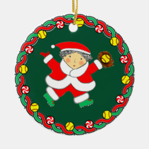 Softball-Feiertagsgeschenk Keramik-Ornament Keramik Ornament