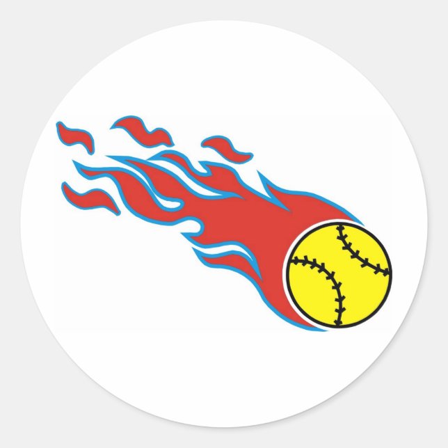 Softball-Feuerball Runder Aufkleber (Vorderseite)