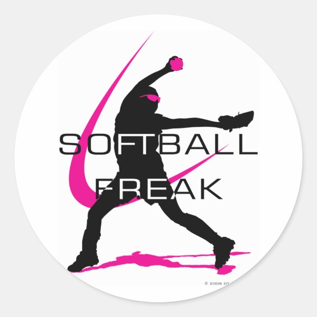 Softball Freak - Pitcher Runder Aufkleber (Vorderseite)