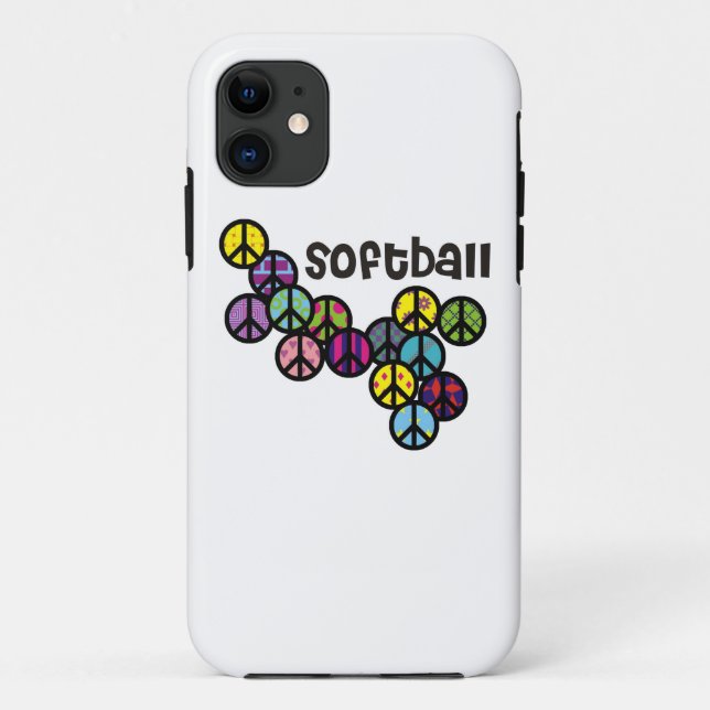Softball-Friedenszeichen gefüllt Case-Mate iPhone Hülle (Rückseite)