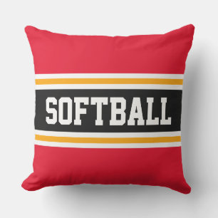 SOFTBALL Fun Helle Red Black Athletic Stripes Kissen
