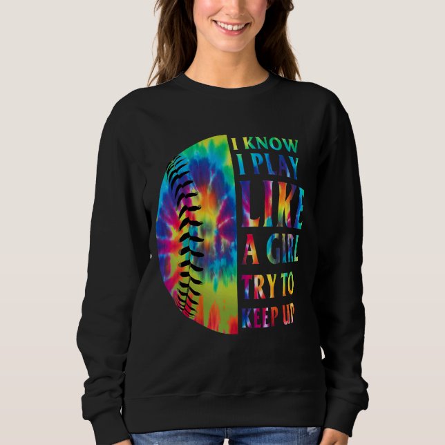 Softball für Mädchen - Softball-Gefärbte Krawatte Sweatshirt (Vorderseite)