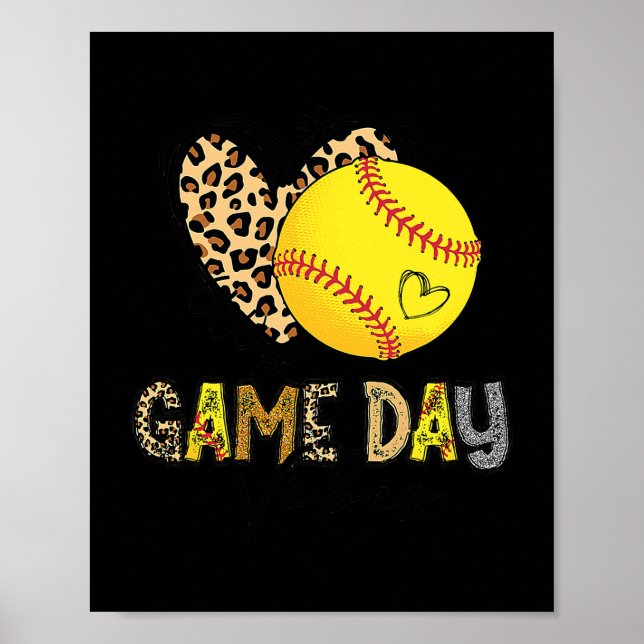 Softball Game Day Vibes Leopard Software Mama Game Poster (Vorne)