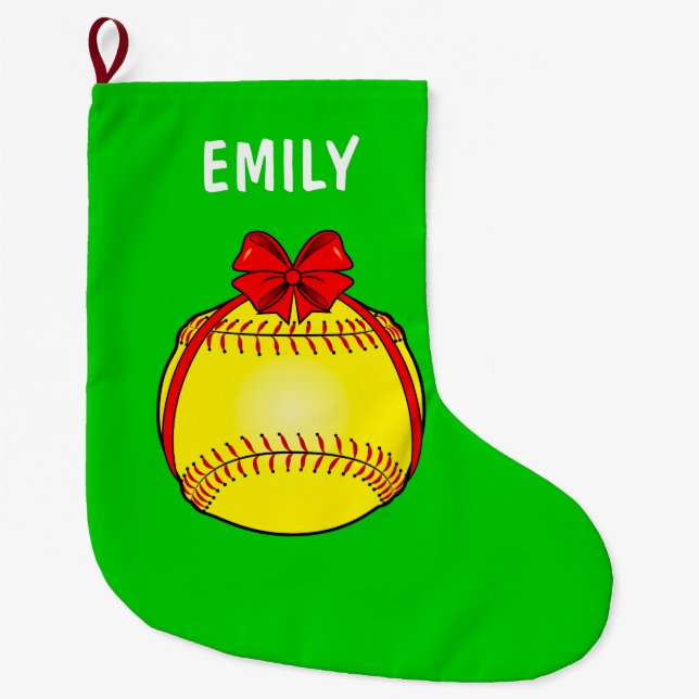 Softball gebunden mit einem Bogen Großer Weihnachtsstrumpf (Vorderseite)
