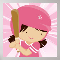 Softball Girl Batter in Rosa und Weiß