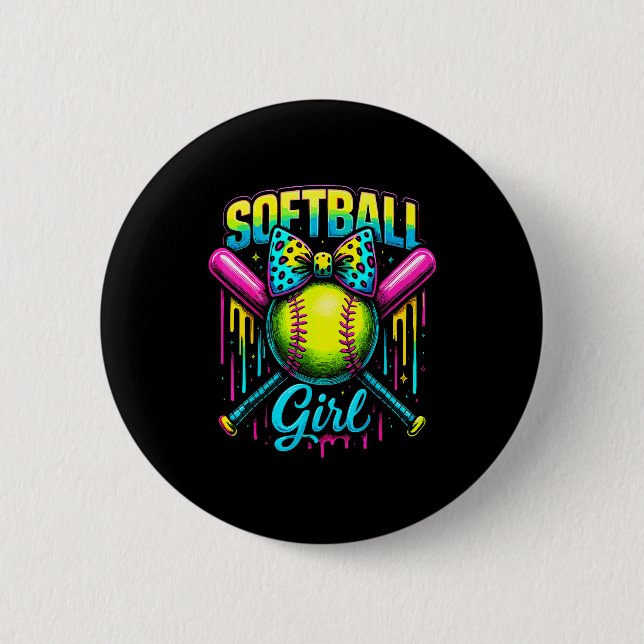 Softball Girl Drip Funny Softball Player  Button (Vorderseite)
