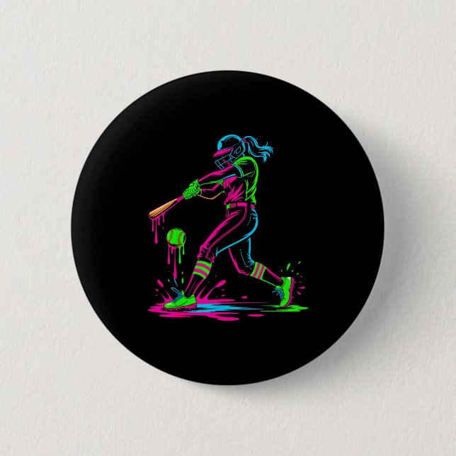 Softball girl ice cream softball drip  button (Vorderseite)