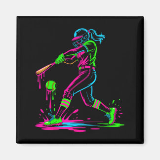 Softball girl ice cream softball drip  magnet