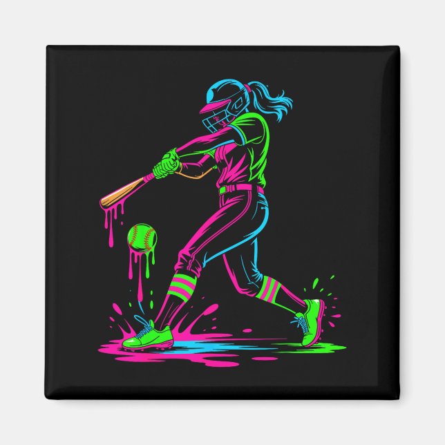 Softball girl ice cream softball drip  magnet (Vorne)