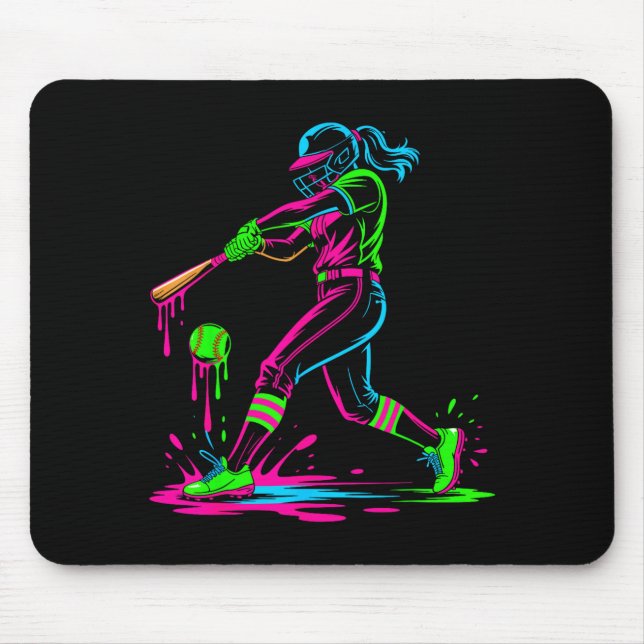 Softball girl ice cream softball drip  mousepad (Vorne)