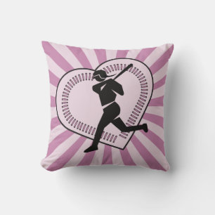Softball Girl Niedlich Pink Sunburst Player Team L Kissen