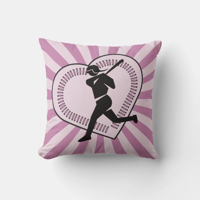 Softball Girl Niedlich Pink Sunburst Player Team L Kissen (Vorderseite)
