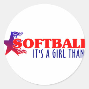 Softball.. Girl Thang Runder Aufkleber
