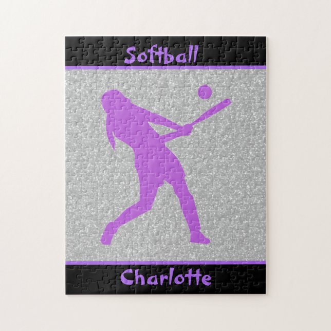 Softball Girls Lila & Silver Sparkle (Vertikal)