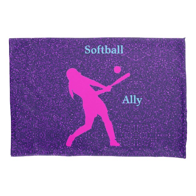 Softball Girls Lila Sparkle Pillowcase Kissenbezug (Vorderseite)