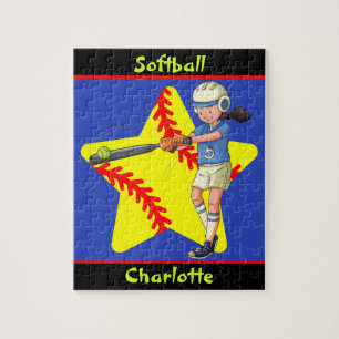 Softball Girls Star Batter Swing Personalisiert