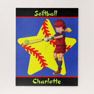 Softball Girls Star Batter Swing Personalisiert