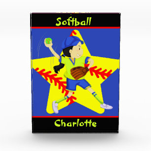 Softball Girls Star Pitcher Personalisiert Fotoblock