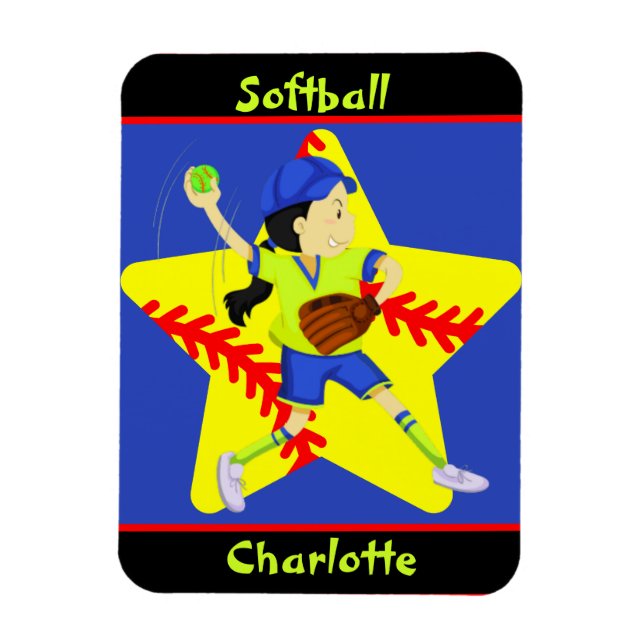 Softball Girls Star Pitcher Personalisiert Magnet (Vertikal)