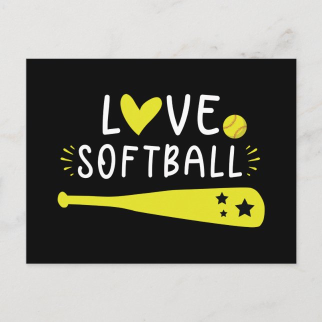Softball Grafisches Sprichwort für Mädchen und Fra Einladungspostkarte (Vorderseite)