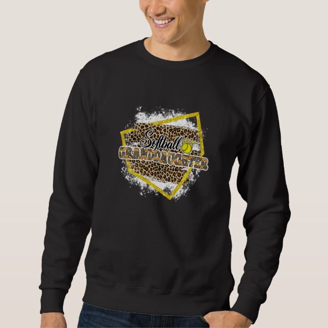 Softball Granddaughter Leopard Bleached Family Mat Sweatshirt (Vorderseite)