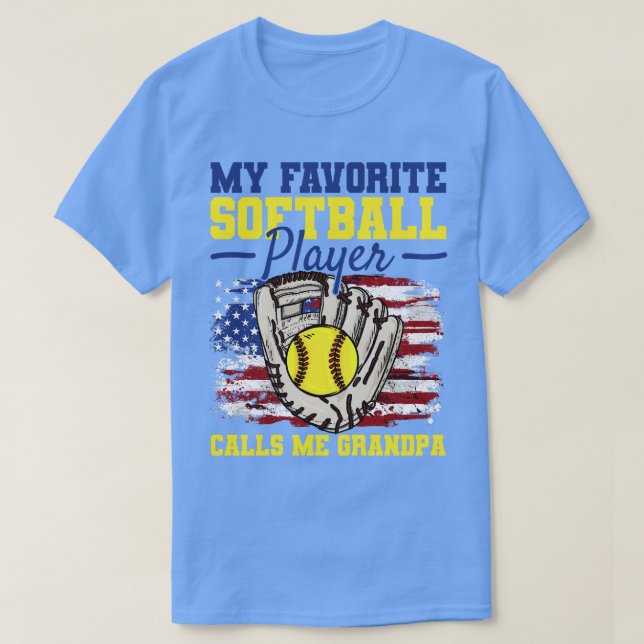 Softball Großpa amerikanische Flagge T-Shirt (Design vorne)