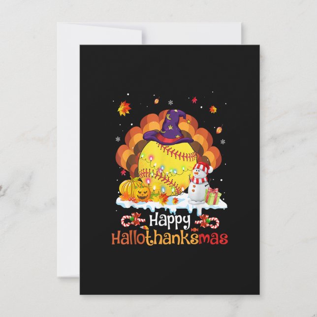 Softball Halloween Weihnachtsfest Erntedank Hallot Einladung (Vorderseite)