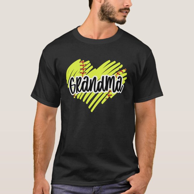 Softball Heart Ball Grandma Graphic Softball T-Shirt (Vorderseite)