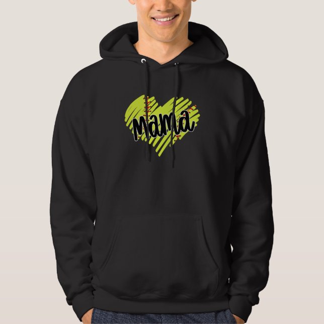 Softball Heart Ball Mama Women Softball Hoodie (Vorderseite)