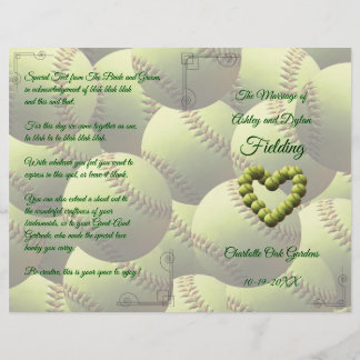 Softball Heart Mariage Theme Wedding Programme