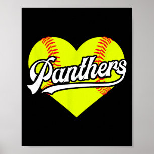 Softball Heart Panthers Team T-Ball Little League Poster