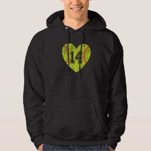 Softball Heart Player 14 Softball Mama Vater Vielf Hoodie