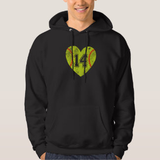 Softball Heart Player 14 Softball Mama Vater Vielf Hoodie