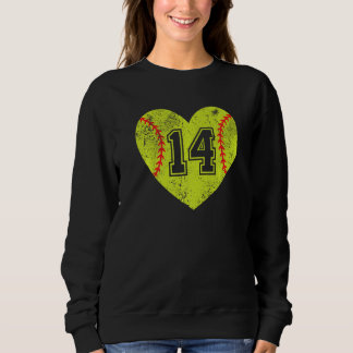 Softball Heart Player 14 Softball Mama Vater Vielf Sweatshirt