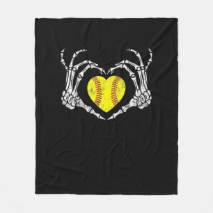 Softball Heart Skeleton Hand Halloween Kostümspass Fleecedecke