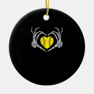 Softball Heart Skeleton Hand Halloween Kostümspass Keramik Ornament